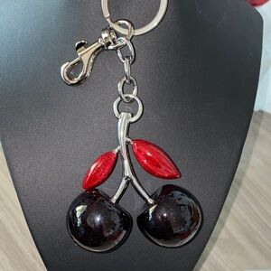 Sparkly Silver Black Cherry Keychain